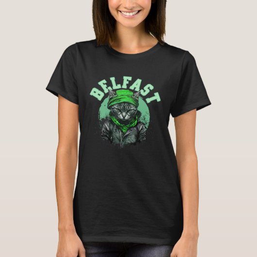 Cat Belfast Irish Saint Patrick s Day Ireland Tシャツ (正面)