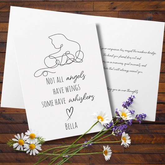 Cat Bereavement Sympathy Card with Cat Name カード