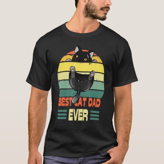 Cat  Best Cat Dad Ever  Black Cat Tシャツ (正面)