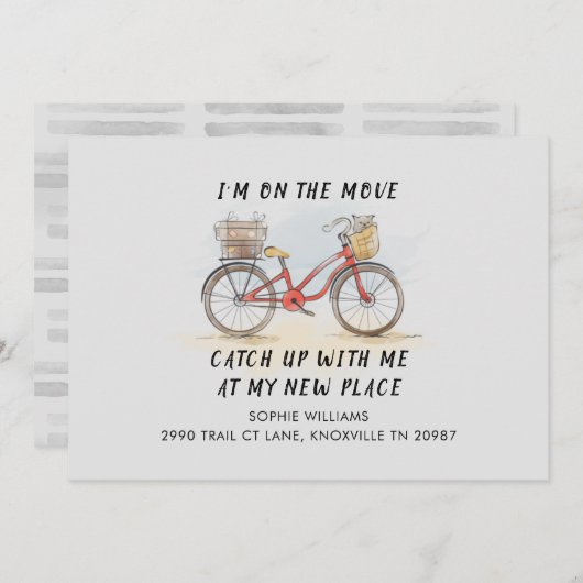 Cat Bicycleで移動中の新しい住所が移動中 (正面/裏面)