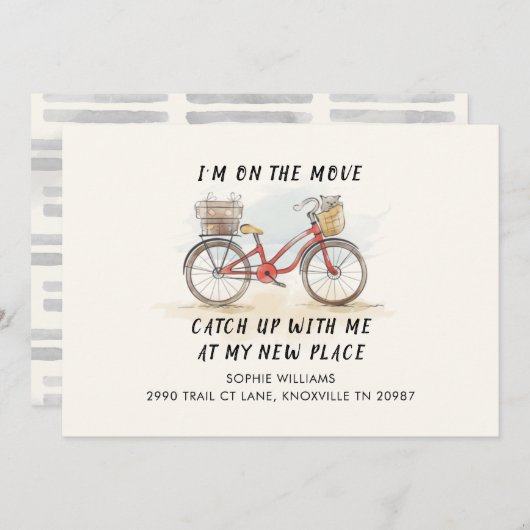 Cat Bicycleで移動中の新しい住所が移動中 (正面/裏面)