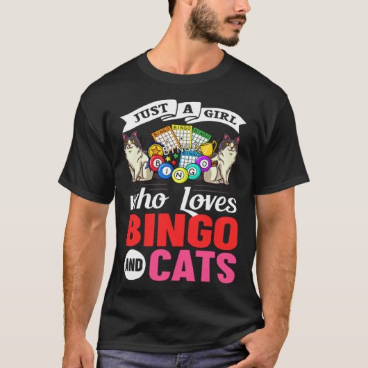 Cat Bingo Game Player Caller Card Board Balls Tシャツ (正面)