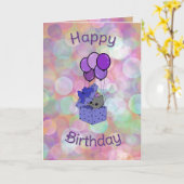 cat birthday card カード (黄色い花)