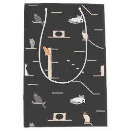 Cat Birthday Gift Bag with Cat Wall Furniture ミディアムペーパーバッグ