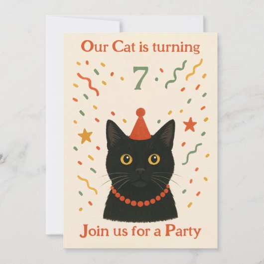 Cat Birthday Invitation 招待状 (正面)