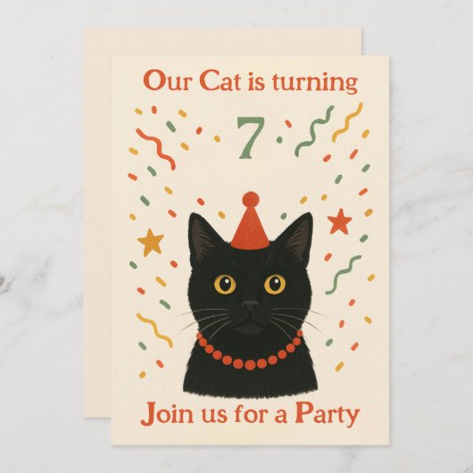 Cat Birthday Invitation 招待状 (正面/裏面)