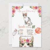 Cat Birthday Invitation, Cat Invitation, Kitty 招待状 (正面)