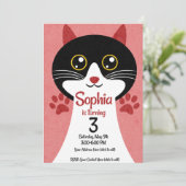 Cat Birthday Invitation | Editable Name & Age 招待状 (スタンド正面)