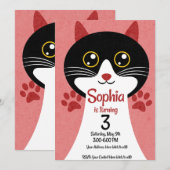 Cat Birthday Invitation | Editable Name & Age 招待状 (正面/裏面)