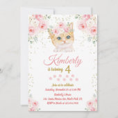 Cat Birthday Invitation Kitten Party Pawty Girl 招待状 (正面)