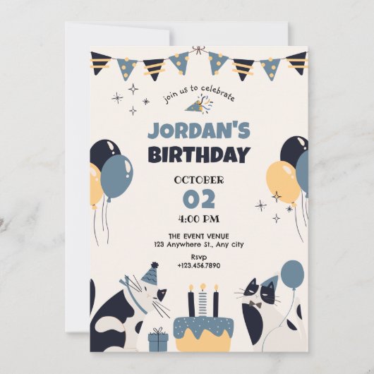 Cat birthday party 招待状 (正面)