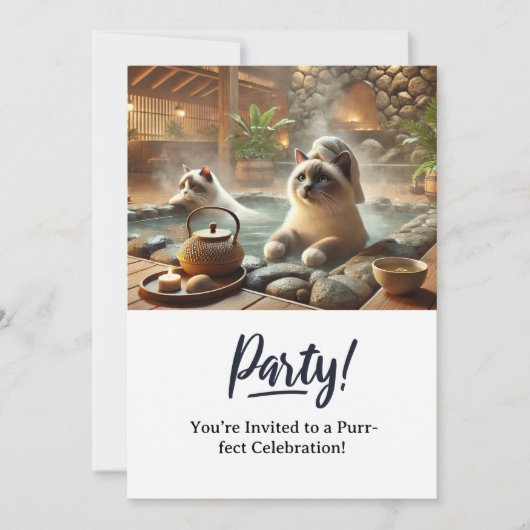 Cat Birthday Party Invitationカード 招待状 (正面)