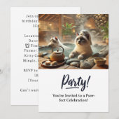 Cat Birthday Party Invitationカード 招待状 (正面/裏面)