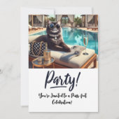 Cat Birthday Party Invitationカード 招待状 (正面)