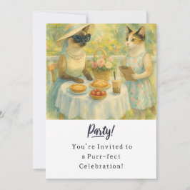 Cat Birthday Party Invitationカード 招待状
