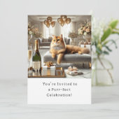 Cat Birthday Party Invitationカード 招待状 (スタンド正面)