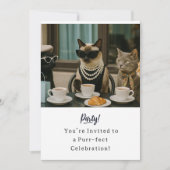 Cat Birthday Party Invitationカード 招待状 (正面)
