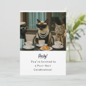 Cat Birthday Party Invitationカード 招待状 (スタンド正面)