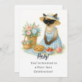 Cat Birthday Party Invitationカード 招待状 (正面/裏面)