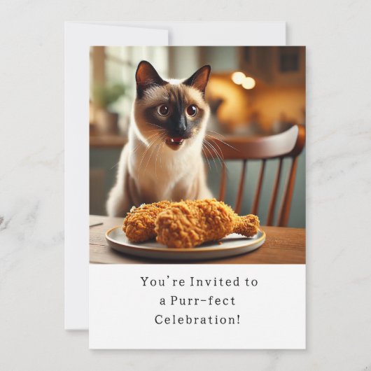 Cat Birthday Party Invitationカード 招待状 (正面)