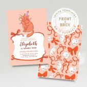 Cat Birthday Party Invite, Modern Pawty Cat 招待状