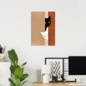  cat black and white ポスター (ホームオフィス)