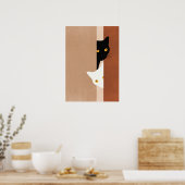  cat black and white ポスター (キッチン)