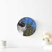 Cat Black and White Profile写真 ラウンド壁時計 (ホーム)