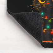 Cat Black Christmas Tree Lights Funny Santa Kitten マウスパッド (コーナー)