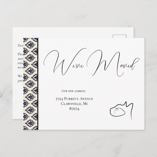 Cat Black & White引っ越しました、アドレスの変更 ポストカード (正面/裏面)