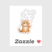 Cat Blowing Shiny Bubbles New Year 2026 シール (シート)