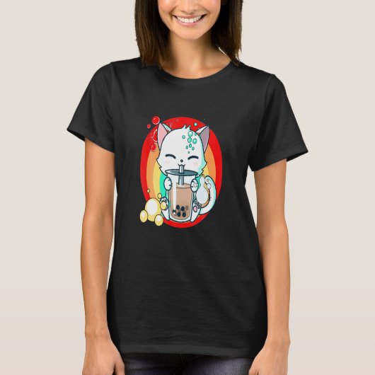 Cat Boba Bubble Ea Tシャツ (正面)