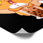Cat Boba Tea Bubble Kawaii Japanese Anime Gift Gir ポスター (角)