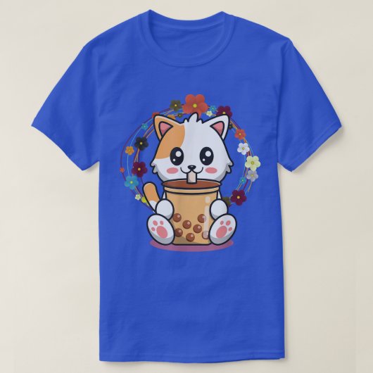Cat Boba Tea Bubble Tea Anime Kawaii Neko 570 Tシャツ (デザイン正面)