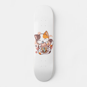 Cat Boba Tea Bubble Tea Anime Kawaii Neko for Girl スケートボード