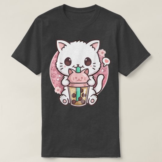 Cat Boba Tea Bubble Tea Anime Kawaii Neko Gift Gir Tシャツ (デザイン正面)