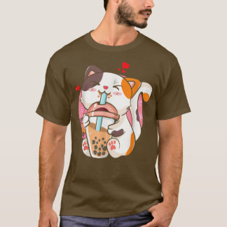 Cat Boba Tea Bubble Tea Anime Kawaii Neko Milktea  Tシャツ