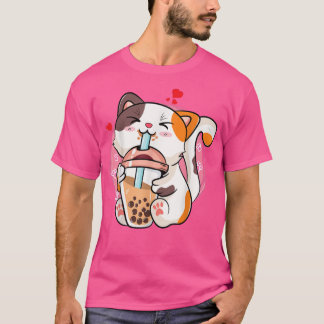 Cat Boba Tea Bubble Tea Anime Kawaii Neko Teen Gir Tシャツ