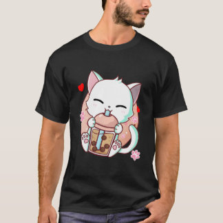 Cat Boba Tea Bubble Tea Kawaii Anime Japanese Neko Tシャツ