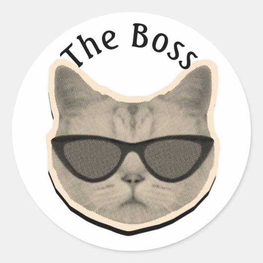 Cat Boss Sticker ラウンドシール (正面)