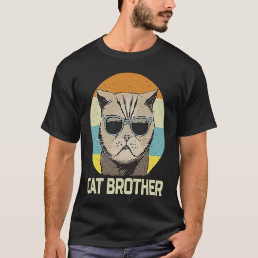 Cat Brother  Retro Graphic Boys Men Tシャツ (正面)