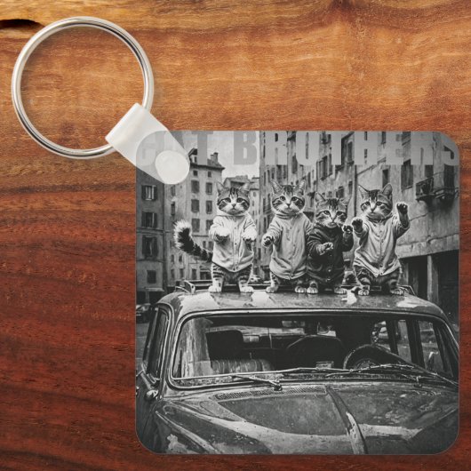 cat brothers-BW キーホルダー (正面)