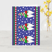 Cat Butt Christmas Green カード (黄色い花)