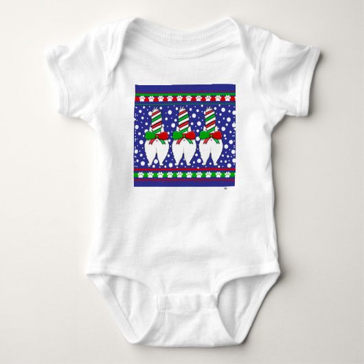 Cat Butt Christmas Green ベビーボディスーツ (正面)