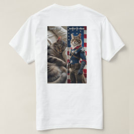 Cat by Day, Patriot by Night - Cat おもしろい Tシャツ