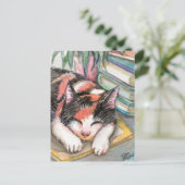 Cat by the Books ポストカード (スタンド正面)