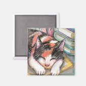 Cat by the Books マグネット (正面/裏面)