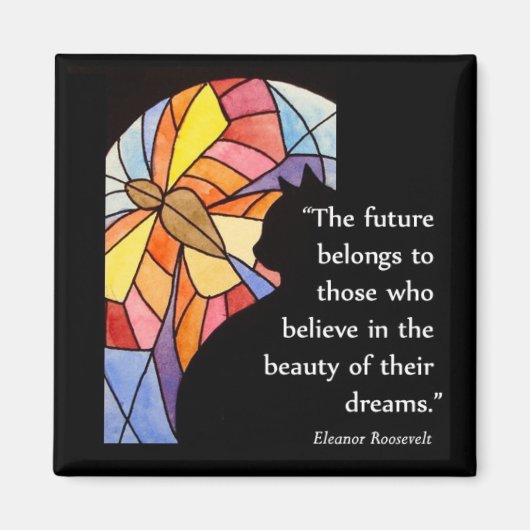 Cat by Window with Butterfly – マグネット (正面)