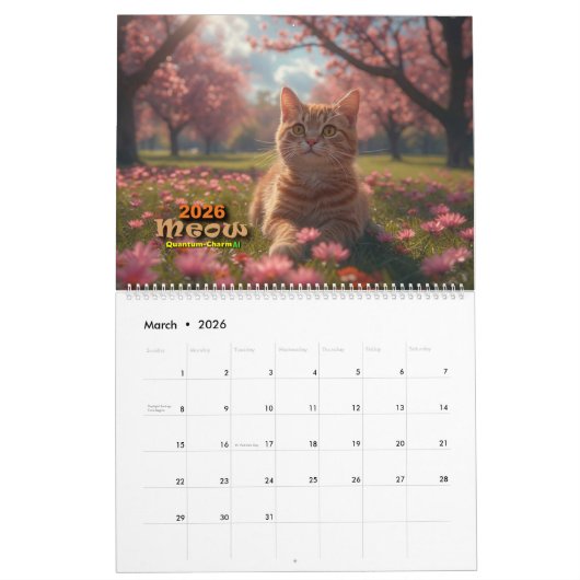 Cat Calendar - Meow カレンダー (3月 2026)