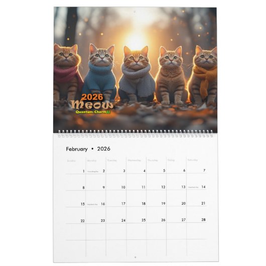 Cat Calendar - Meow カレンダー (2月 2026)